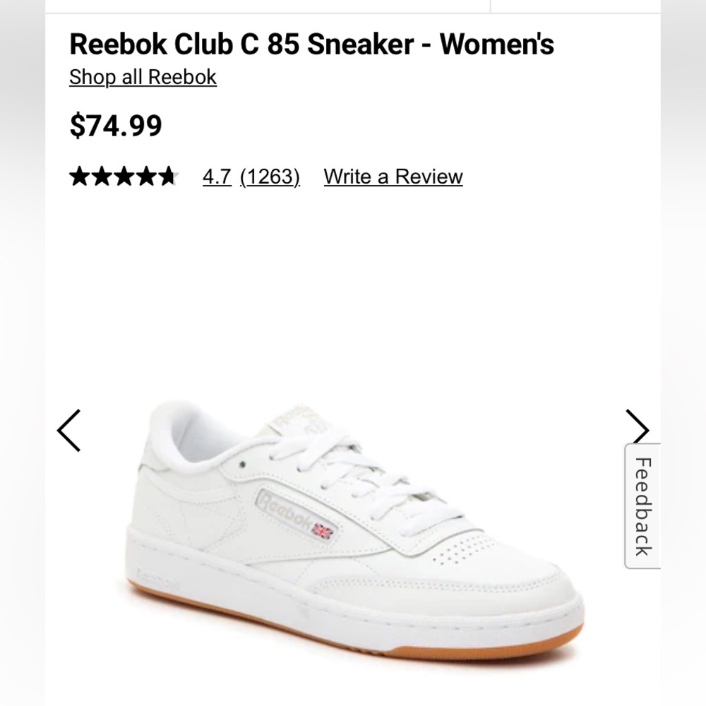 Reebok Club C 85 sneaker size 7.5